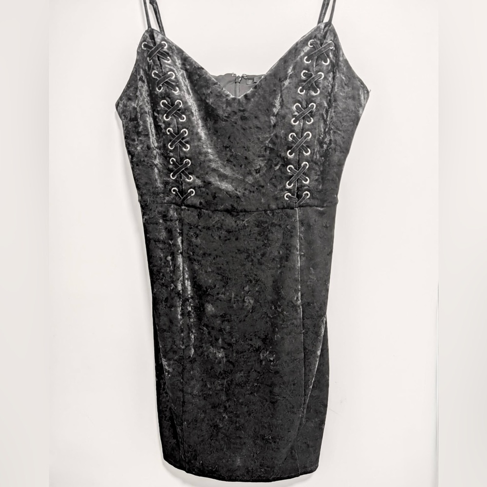 Guess Black Velvet Strapless Dress